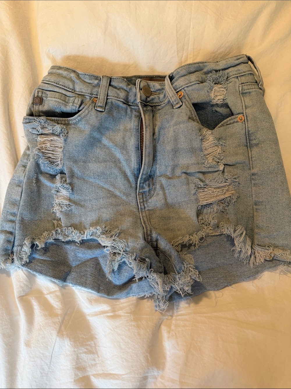 Just USA Light Blue Distressed Denim Shorts